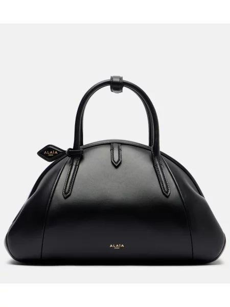 Top Alaïa din piele mini negru