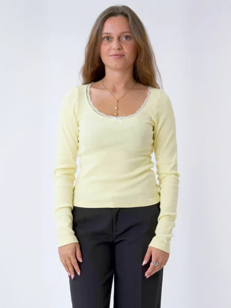 ITS MAY Top Lace galben