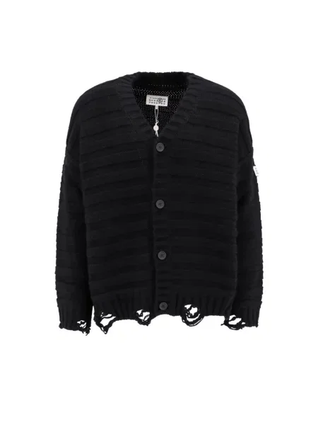 Kardigan Mm6 Maison Margiela z dekoltem w serek czarny