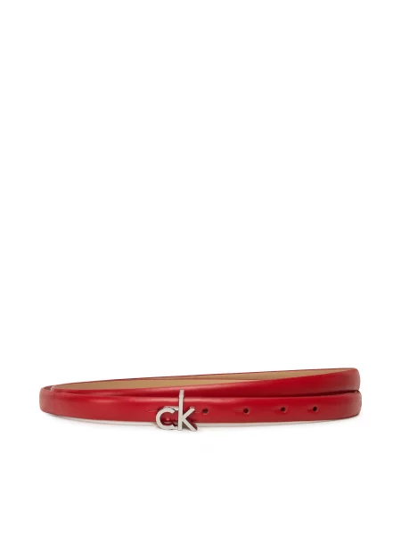 Calvin Klein Ck Buckle Skinny Belt rdeča
