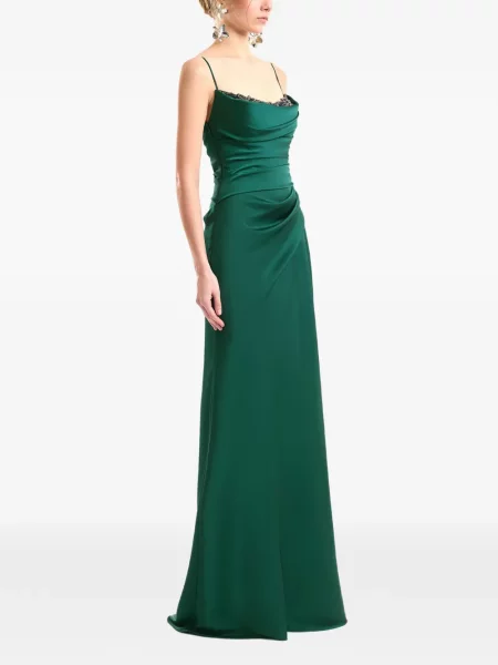 Rochie Gemy Maalouf drapată cu mărgele verde