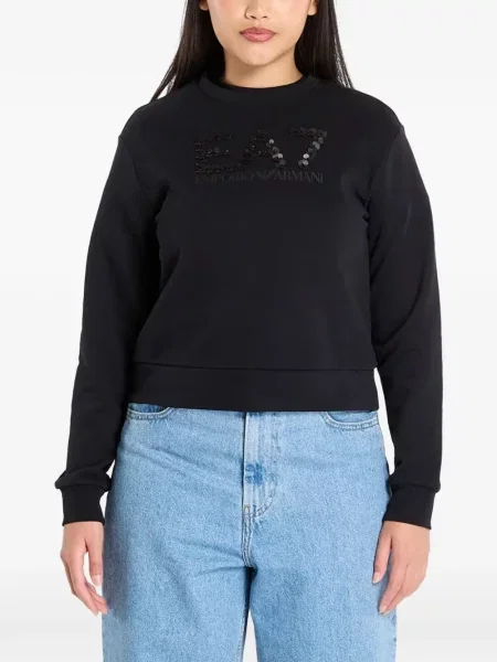 Hanorac Ea7 Emporio Armani cu paiete negru