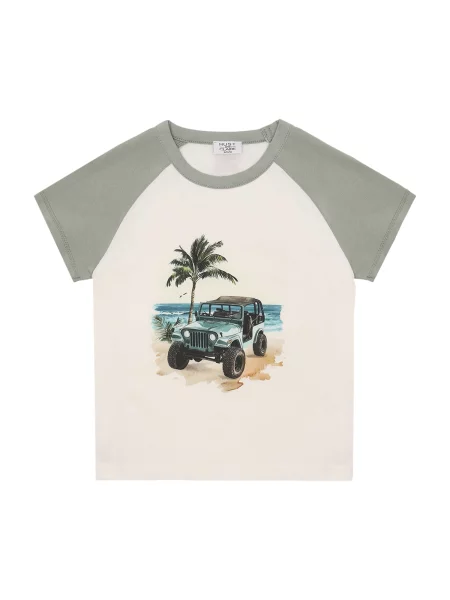 Hust & Claire Tričko Anton Jeep / velbloudí / aqua modrá / světle zelená béžová