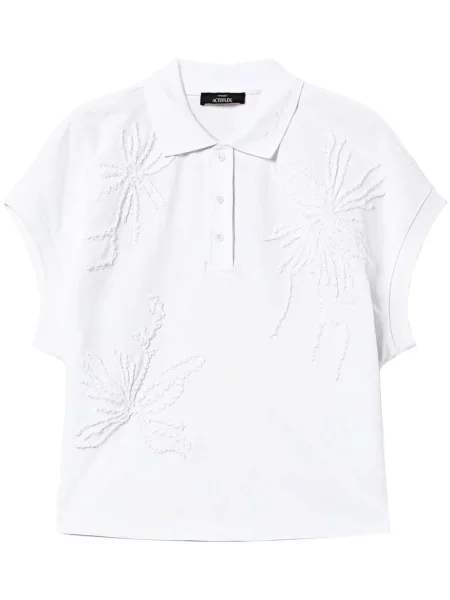 Polo Twinset cu broderie alb