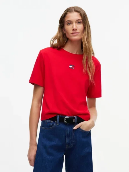Tommy Jeans Tricou albastru închis / roșu intens alb