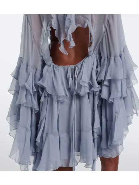 Rochie Chloé cu volane din muselină albastru