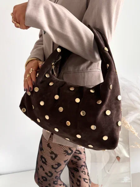 Usnjena torbica Boto iz semiša rjava