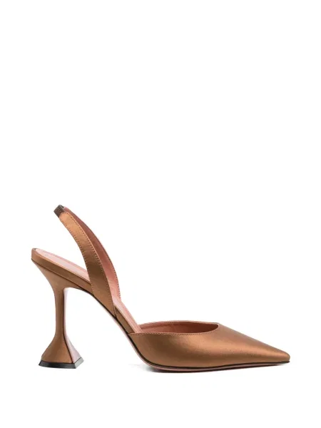 Pantofi cu toc Amina Muaddi slingback maro