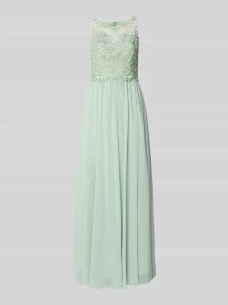 Sukienka wieczorowa z kwiatową koronkową aplikacją Laona