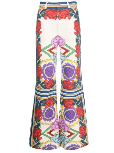 Jeansy dzwony La Doublej z nadrukiem dzwony