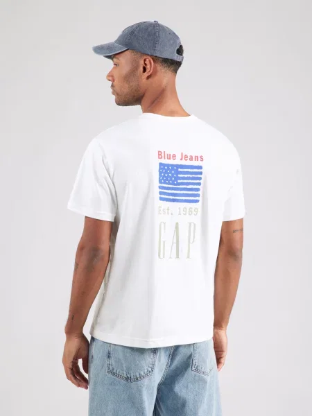 GAP Tricou albastru regal / gri deschis / roșu intens alb