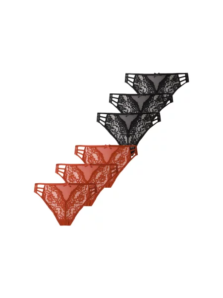 Hunkemöller Tanga Belle roșu ruginiu negru