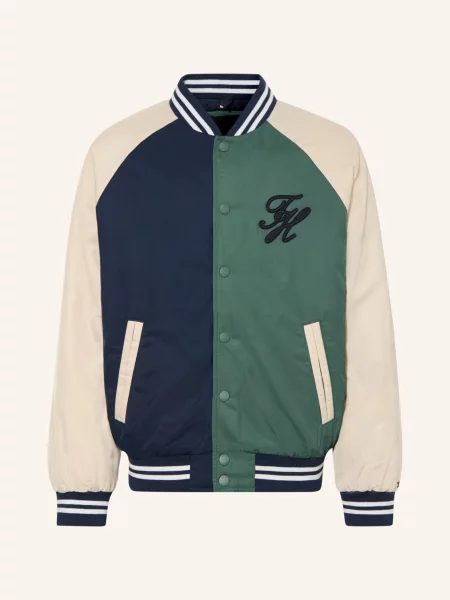 Tommy Hilfiger Univerzitní Bunda tmavě modrá zelená béžová