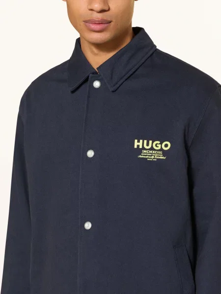 Koszulowa kurtka o kroju regular fit z czystej bawełny model BIYO' Hugo Blue niebieska