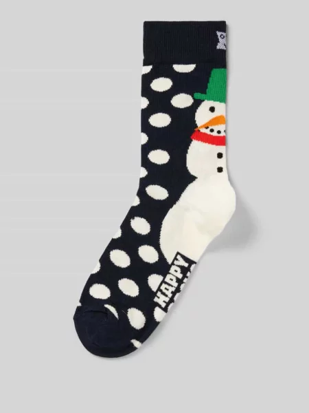 Skarpety o kroju regular fit z wyhaftowanym logo model ‘Jumbo’ Happy Socks granatowe