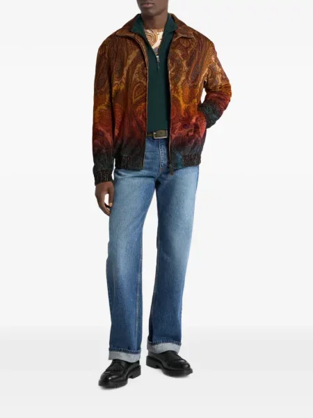 Μπουφάν Etro κοτλέ με σχέδιο paisley καφέ