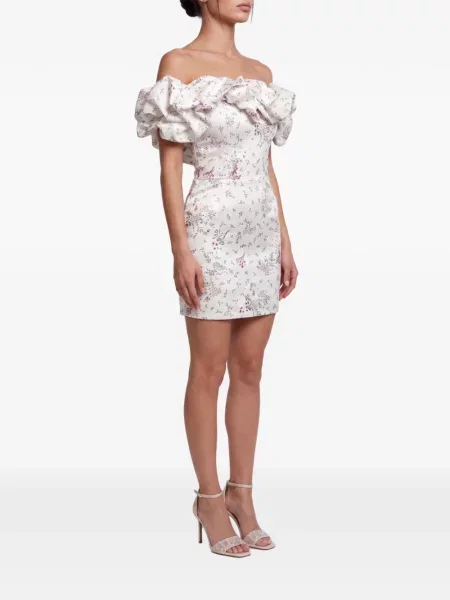 Rochie mini Post Meridiem cu model floral cu imagine alb