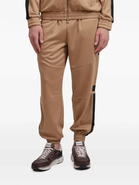 Pantaloni Ea7 Emporio Armani alergare cu autograf maro