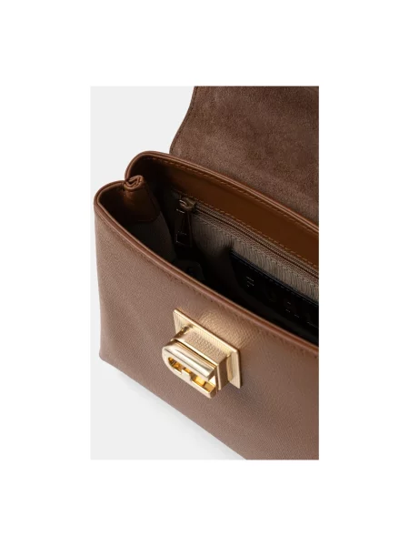 Furla torebka kuferek skórzana brązowa