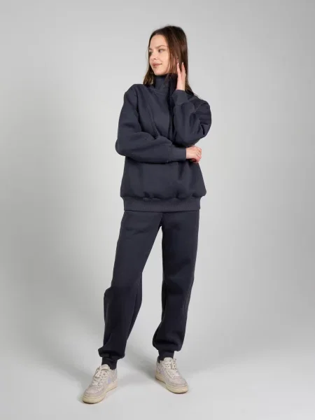 Штани повсякденні Elegante темно-сірий бавовна/поліестер сірі