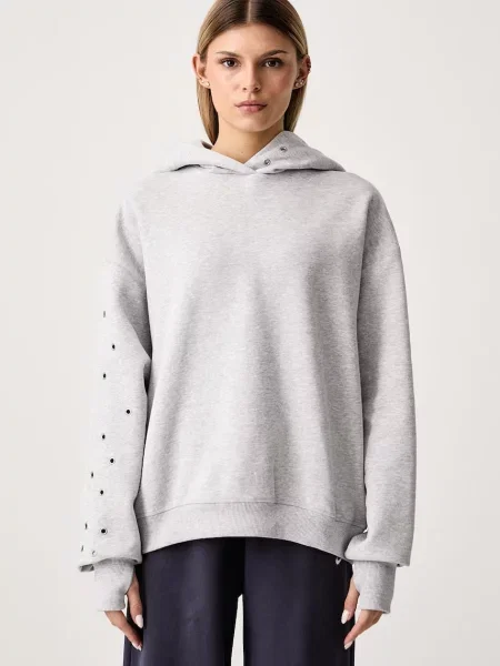 Флийс суичър с качулка Nike Sportswear с качулка сиво