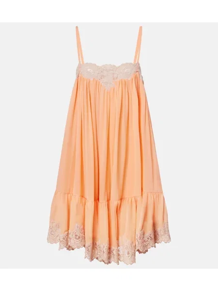 Rochie Chloé de mătase portocaliu