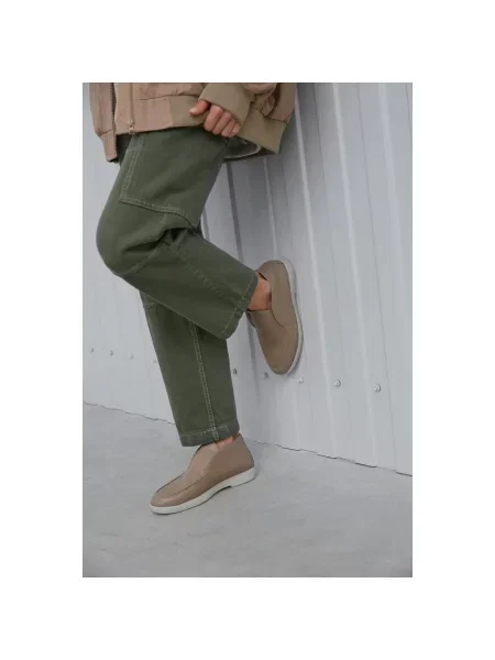 Високі лофери шкіряні Estro бежеві