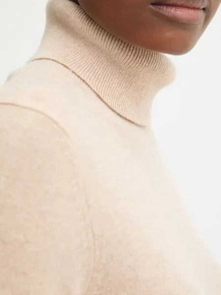 Светр з кашеміру United Colors of Benetton легкий гольф бежевий