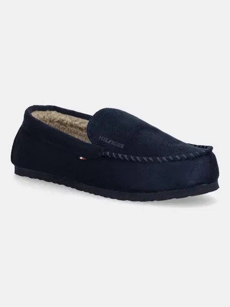Pantofle Tommy Hilfiger HILFIGER M SDE DRIVER HOUSE SHOE tmavomodrá