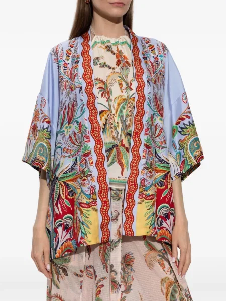 Μεταξωτός τοπ Etro με σχέδιο paisley μπλε