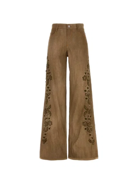 Pantaloni Ermanno Scervino cu model floral maro