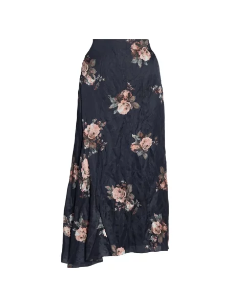 Fustă midi Erdem cu model floral cu imagine asimetrică negru