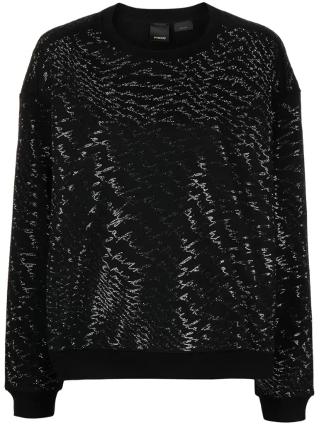 Hanorac crewneck Pinko de cristal negru
