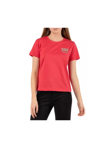 Koszulka Pinko casual z dżerseju z autografem czerwona