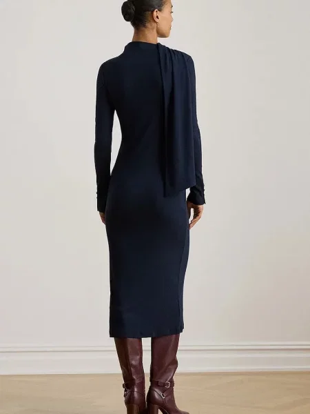 Lauren Ralph Lauren sukienka granatowy midi dopasowana