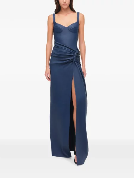 Rochie maxi Simkhai din piele drapată albastru