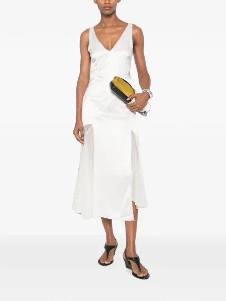 Rochie midi Sir din dantelă alb