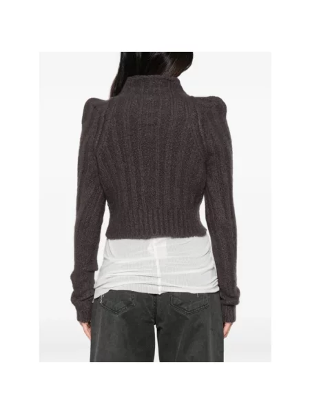Krótki sweter z golfem Rick Owens do golfa szary