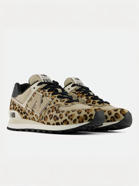 Кожаные повседневные кроссовки New Balance 574 коричневые