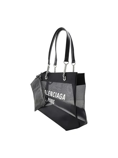 Lniana torebka Balenciaga czarna