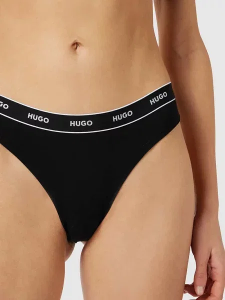 Stringi z z logo w zestawie 3 szt. Hugo czarne