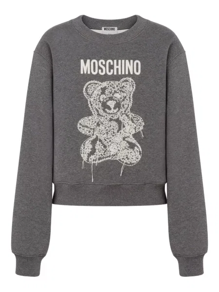 Haftowana bluza Moschino teddy szara