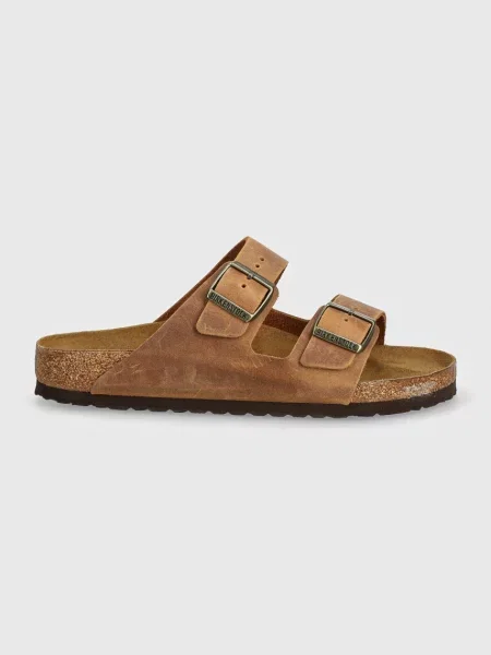 Birkenstock klapki skórzane Arizona brązowe