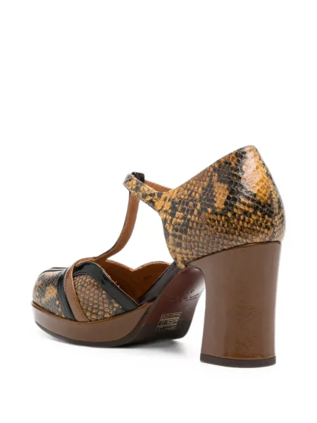 Pantofi cu toc Chie Mihara cu model piele de șarpe maro