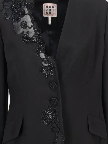 Geacă Mondrian cu paiete cu model floral negru