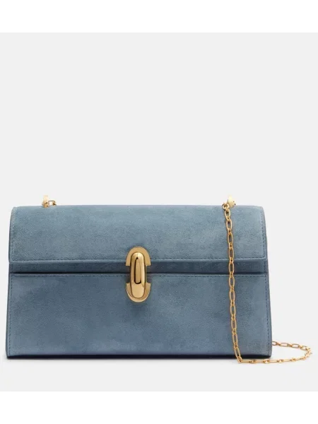 Colier Savette din piele de căprioară albastru