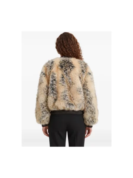 Kurtka bomber The Frankie Shop ze sztucznego futra beżowy