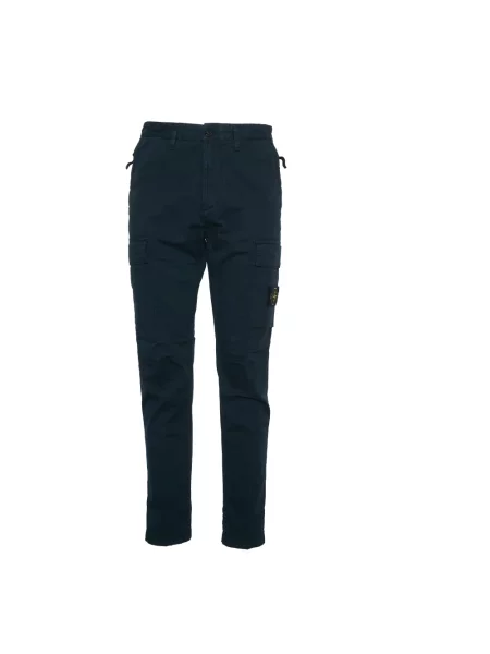 Spodnie Stone Island z twillu z kamieniami niebieskie