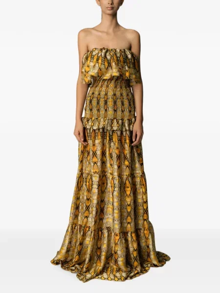 Rochie maxi Miau By Clara Rotescu cu volane galben