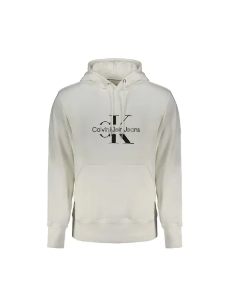 Bluza z kapturem Calvin Klein z nadrukiem biała